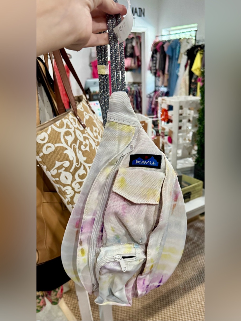 Kavu Pastel Tie-Dye White Crossbody Sling Bag